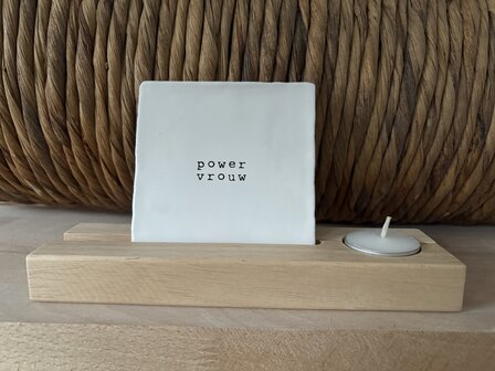 Luxe tegelhouder hout met waxinehouder