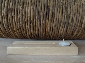 Decoratieve luxe tegelhouder hout met waxinehouder.